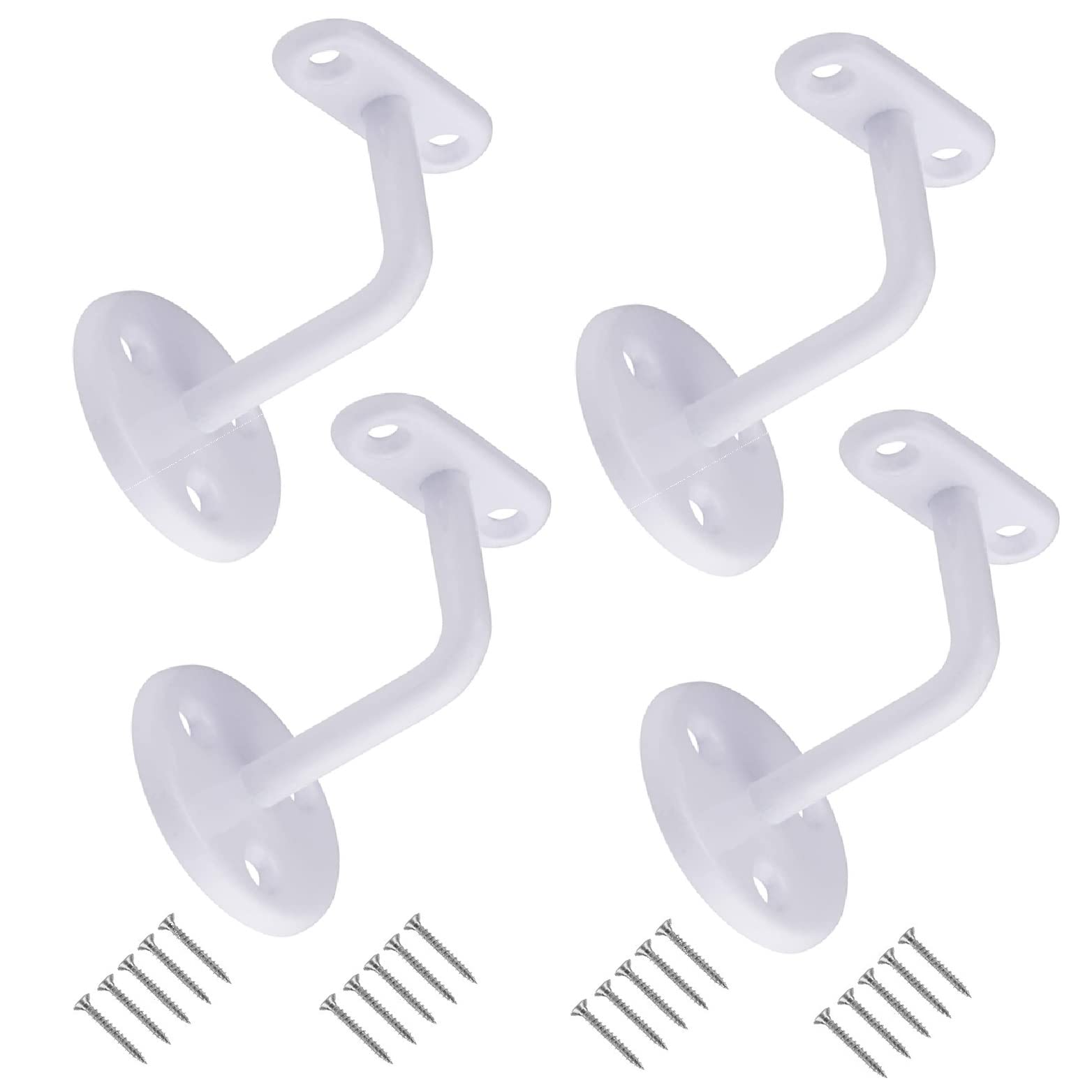 TERF® Set of 4 Heavy Duty White Stair Handrail Brackets with Fixing Screws