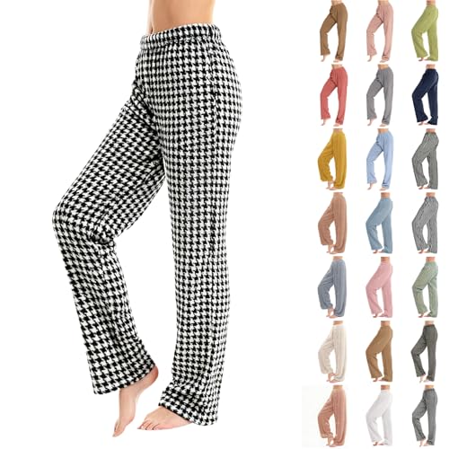 Women's Fleece Pyjama Bottoms Warm Fluffy Lounge Pants Ladies Comfy Print Fuzzy Pj Bottoms Winter Thermal Elasticated Waist Loungewear Pyjama Casual Comfy Pants
