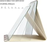 OSDUE Folding Tabletop Mirror 25.5x18cm Beige PU Leather Portable view 4