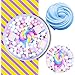 Satisfaction1 Blue Slime Birthday Fluffy Putty,Charms Cotton Candy Cake Scented Non-Sticky ,DIY Stuff Stress Relief Toys 5oz for Girls and Boys Gift(4pcs Squishy Toys Include）