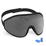 3D Sleeping Mask Eye Cover, Cshidworld Patented Design 100% Blackout Sleep Mask Contoured Comfortable Lightweight Adjustable Eye Mask & Blindfold for Travel, Nap, Shift Works (Grey)