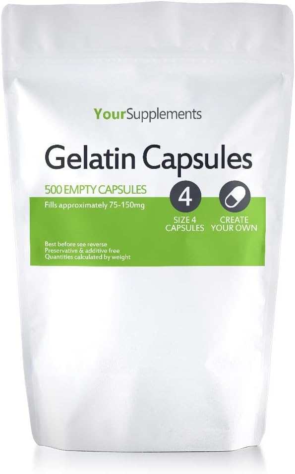 Empty Gelatin Capsules - Size 4 - Extra Small - 500 Capsules - Holds Approximately 75-150mg of powder.
