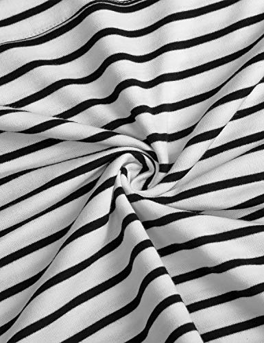 image for Kimmery Striped Dresses for Women, Knee Length Kangaroo Pocket White A