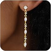Gold Dangle Earrings for Women 14k Gold Rhinestone Hoop Earrings for Women CZ Diamond Dangle Drop Earrings Lightweight Huggie Earrings for Women Jewelry