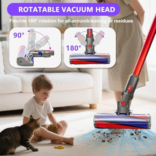 Soft Roller Brush Head for Dyson V7 V8 V10 V11 V15 SV10 SV11 SV11 SV12 SV14 Cordless Vacuum Cleaner Replacement Accessory for Dyson Quick Release Vacuum Cleaner Head Suitable for Hard Floor