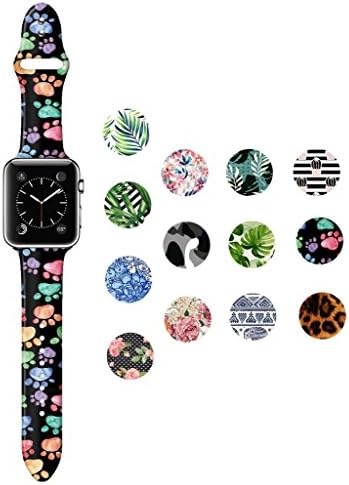 Dsigo Replacement Band for Apple Watch 38mm 40mm Series 4 Series 3 Series 2 Series 1 M/L, Strap Bands for iwatch, Silicone Sport Style Wristband, Personalized Design Wolf Foot Print