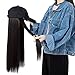 22″ Detachable Baseball Cap With Synthetic Hair Extensions Long Straight Hairpiece Wig with Adjustable Black Baseball Hatthumb 4