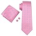 Hi-Tie Men's Casual Jacquard Silk Dress Shirt Button Down Shirts Long-Sleeve Shirt Prom Wedding Regular Fit (pinkk, Medium)
