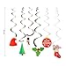 Ccfoud Christmas Hanging Swirl Decoration (Leaves, Christmas Stockings, Snowmen, Christmas Hats, Christmas Cards,Christmas Trees), Foil & Paper,30 pcs