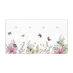 Butterfly Flower Quad Toggle Light Switch Cover