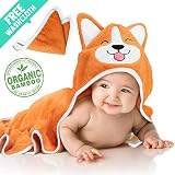 Baby Aves Premium Hooded Baby Towel, 100% Organic Bamboo, Free Washcloth, Baby Shower Gift, Registry Gift, 35x35 for Newborns, Infants, Toddlers & Kids, for Boys & Girls at Bath, Pool & Beach (Orange)