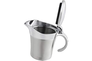 Double Insulated Gravy Boat - Stainless Steel Sauce Jug with Hinged Lid Hinged Lid Ideal for Gravy or Cream at Thanksgiving (