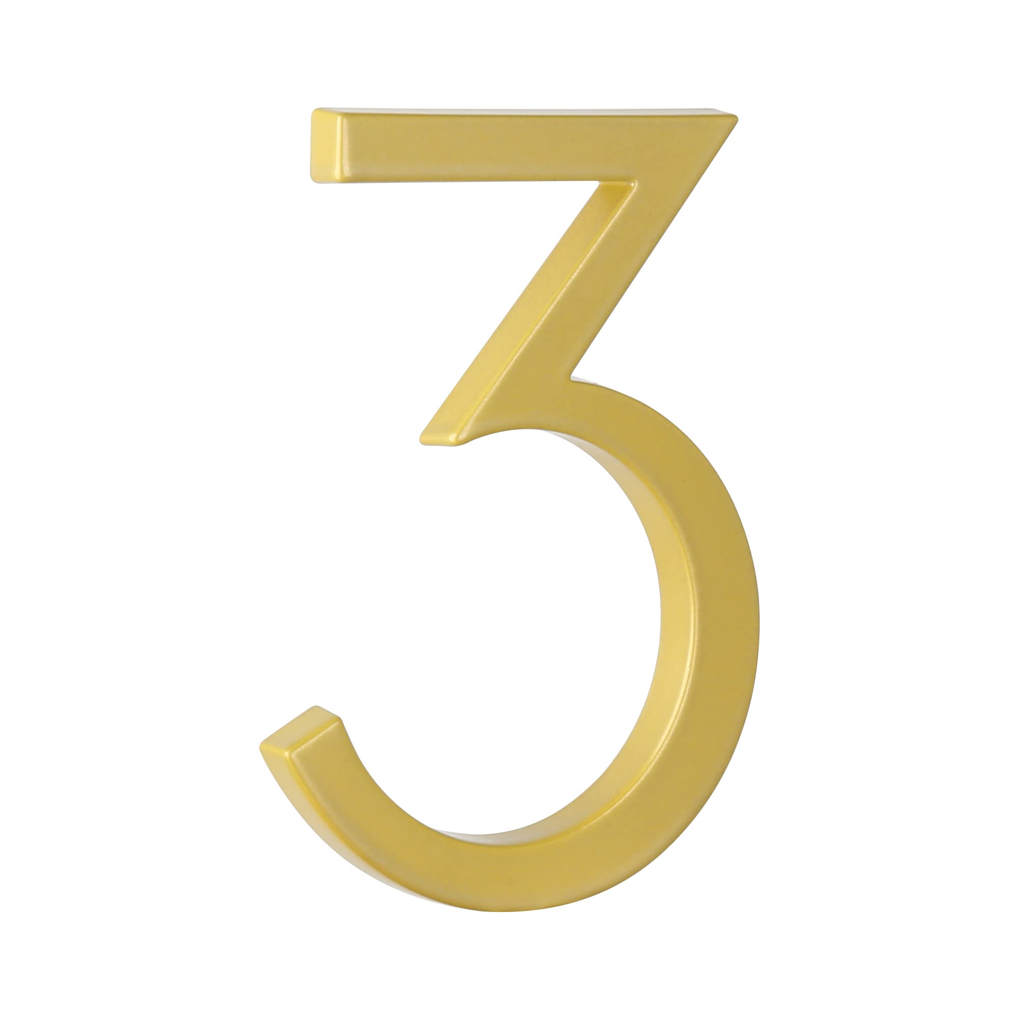 HASWARE 5" Floating House Number for Outside, Zinc Alloy Modern Outdoor Address Sign for Yard Street and Mailbox, Address Numbers and Letters for House (3, Golden)