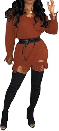 plus size ripped sweater dress