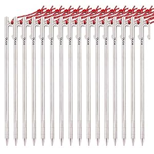 [Amazonブラン]Eono(イオーノ)テント タープ用ペグ/ステーク 64チタン合金製 固定ロープ付き 25㎝