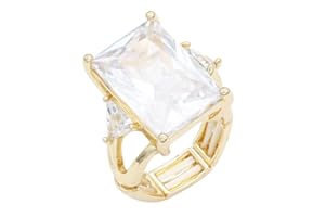 Lavencious Big Bold Radiant CZ Stones Stretch Rings for Women Size for 7-9