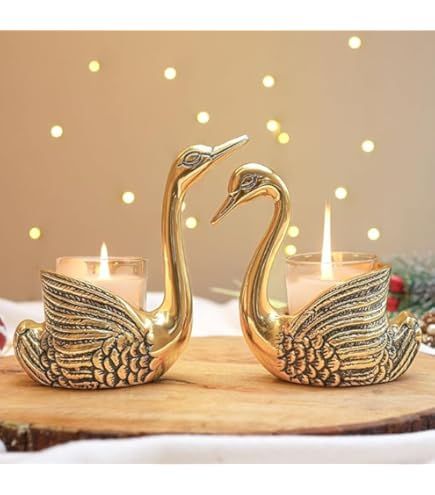 Amazon.com: Metal Pair of Swans for Good Luck and Love | Candle