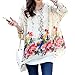 JFDWOPHT Boho Chiffon Tunic Blouse Shirt Loose Batwing Tops for Women