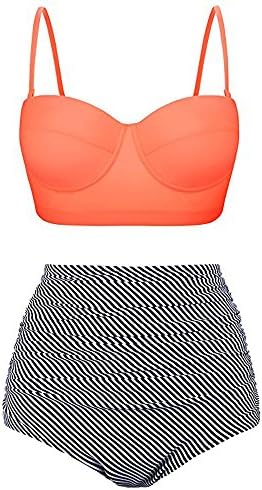 Bikini Set, Dylung Women's High Waisted Tankini Ladies Two Pieces Swimwear Vintage Swimsuit Retro Bathing Suit with Padded Swimming Costume for Girls