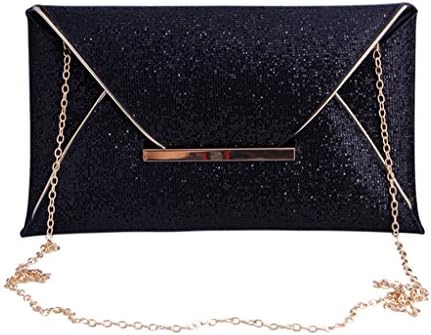 Women Envelope Clutch Bag Glitter Sequins Handbag Evening Party Wallet Purse (Black)