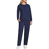 Pintage Women's Petite Lounge Set Petite Length 2 Piece Outfits Long Sleeve