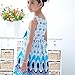 Weixinbuy Kids Girls Chiffon Sleeveless Bow Belt Peacock Party Dress Blue 6-7Y