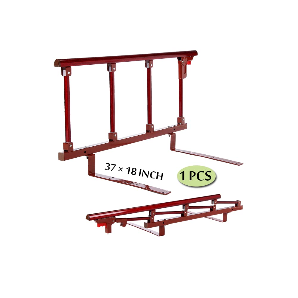 Mybow Bed Side Rails for Elderly Adults Safety Assist Railing Cane Seniors Bed Guard Rail Slides Under Mattress Bedside Handle Grab Bar Collapsible Support Rail Hospital Bed Half Rails Fall Protector