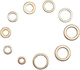 QWORK Copper Washers Kit 200 Pcs M5–M14 Assorted Flat Sealing Washers view 7