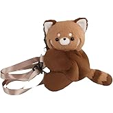 Ueeksry Cute Plush Raccoon Shoulder Messenger Bag, Plush Raccoon Crossbody Bag, Stuffed Animal Backpack