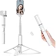 ATUMTEK 63" Phone Tripod, Extendable Selfie Stick Tripod with Bluetooth Remote, All-in-One Aluminum Phone Tripod Stand with Cold Shoe Mount for GoPro, 4"-7" iPhone and Android Smartphones, White
