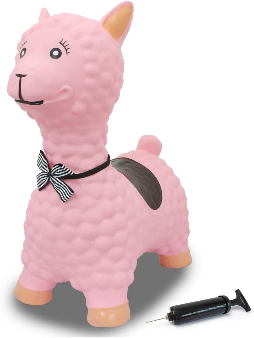 Jamara 460543 Hüpftier Lama braun mit Pumpe-bis 50 kg, fördert den Gleichgewichtssinn und die motorischen Fähigkeiten, robust und widerstandsfähig, pflegeleicht