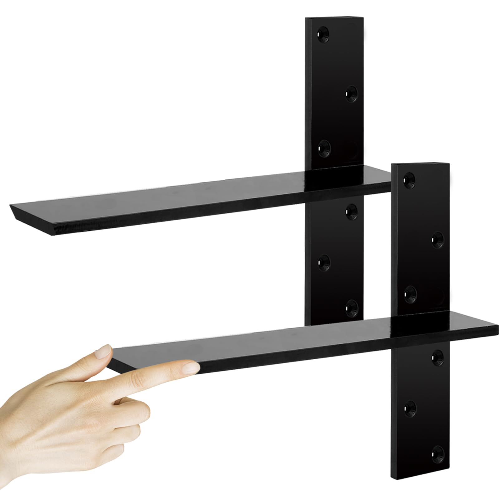 Photo 1 of 3/8" Thick Heavy-Duty Floating Shower Bench Brackets - 16" L x 2.5" W Wall Mount Bracket, Free Hanging T Shelf Support Brackets for Vanity, Granite Countertops, Dishwashers,Bench Seats (2-Pack)