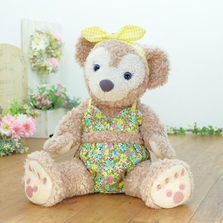 Amazon ダッフィー シェリーメイ ぬいぐるみ用 コスチューム 服 洋服 着せ替え 衣装 43cm Sサイズ 手作り ハンドメイド ディズニー シー くま Duffy Shelliemey Cushucush 217s ビキニ 隠れパンダ イエロー系 ヘアバンド ３点セット ドレス アクセサリー おもちゃ