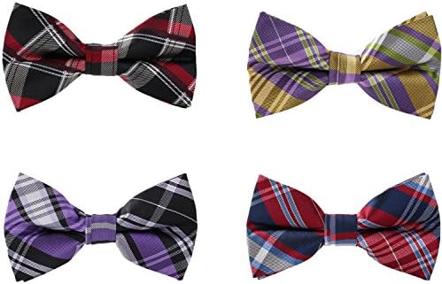 4pcs Adjustable Men’s Bow Tie Classic Plaid Pre-tied Bowtie More Color Options By Avant Men (4 Pack-Style B)