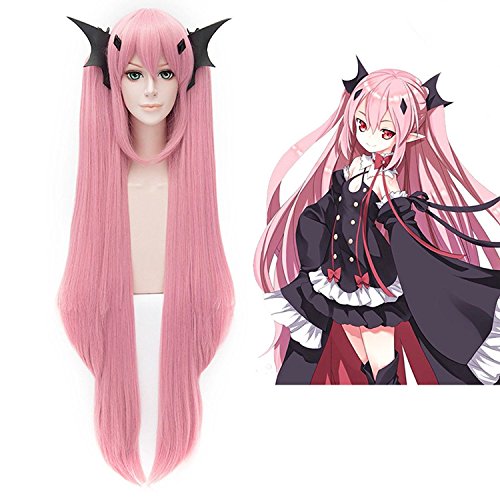 FOCUS-COSTUME Seraph Of The End Krul Tepes Pink Wig Hairpiece+Headwear Cosplay