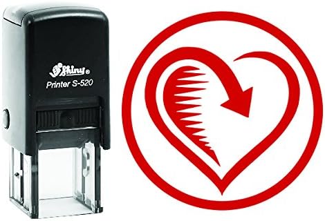 HEART Shiny 20MM Round Self Inking Rubber Stamp Kids Teacher Stamp