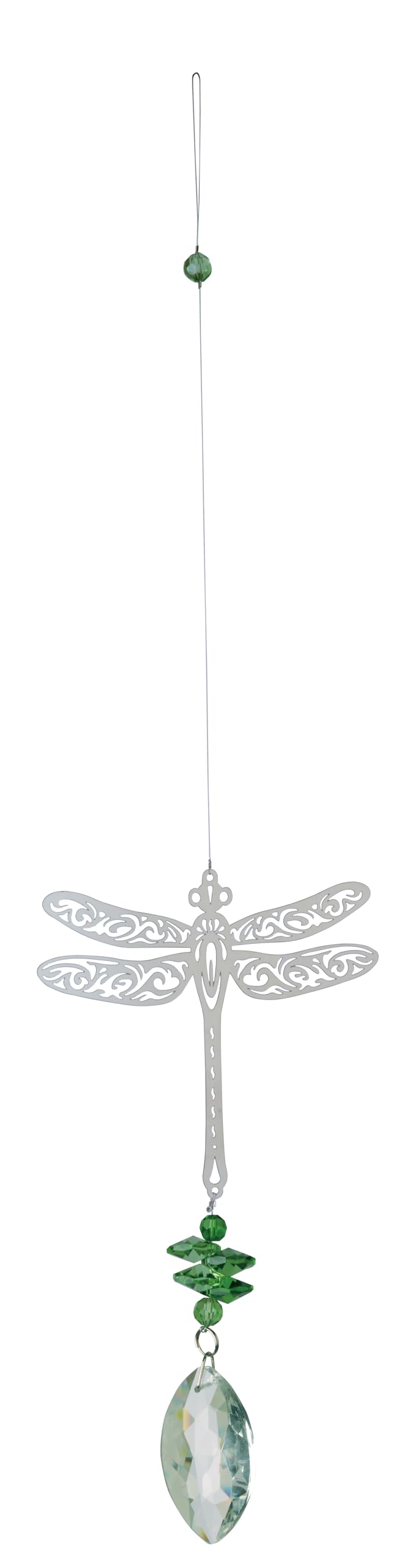 Nature's Melody Magic Crystal Wind Chime Dragonfly Approx. 16 Inches/Approx. 40 cm Silver