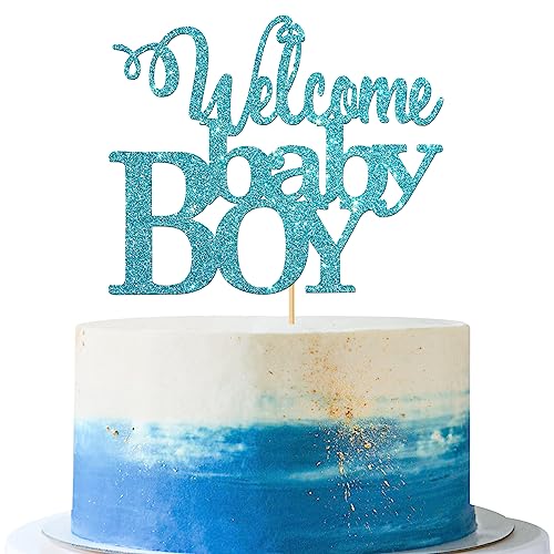 Blue Glitter Baby Boy Cake Topper Baby Shower Party