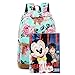 School Backpacks for Teen Girls Lightweight Canvas Backpack Bookbags Set (Light Green- Flower)