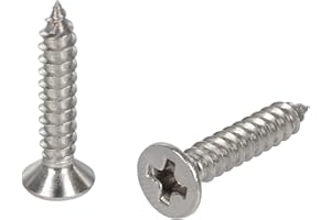 Jigreat #6 x 3/4" Stainless Steel 304 (18-8) Flat Head Phillips Wood Screws 100pcs Solid Stainless Screw