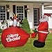 GOOSH 8 FT Length Christmas Inflatables Santa Claus Holding a Gift Present, Blow Up Yard Decoration with LED Lights Built-in for Holiday/Christmas/Party/Yard/Garden