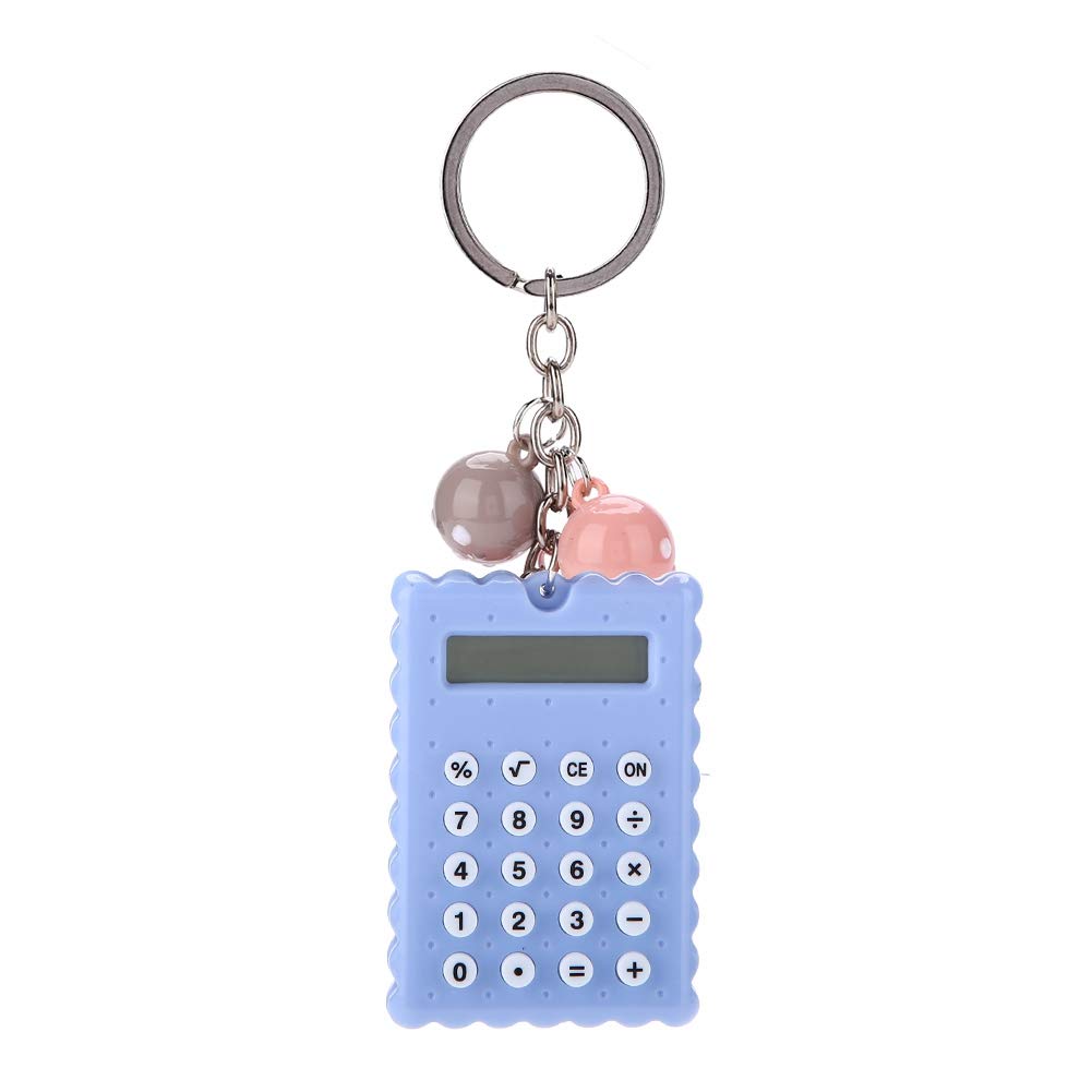 Socobeta Mini Calculator with Key Buckle Portable Cute Cookies Style Key Chain Calculator Candy Color Pocket Calculator(Purple)