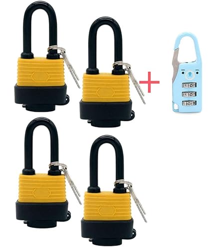 92/40L-4P Waterproof Long Shackle Aluminum Padlocks With Key Heavy Duty Keyed Alike Aluminum Body With Thermoplastic Case For Garage