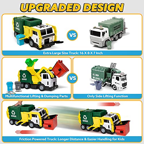 JOYIN 16" Large Garbage Truck Toys for Boys, Realistic Trash Truck Toy