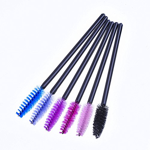 eBoot 300 Pieces Multicolor Disposable Mascara Wands Eyelash Eye Lash Brush Makeup Applicators Kit, 6 Colors