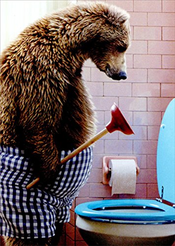 Bear With Toilet Plunger Funny Father's Day Card for Dad