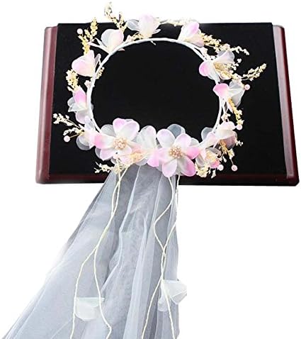 Flower Headband Hair Wreath Veil Wedding Beach Wreath Veil #2