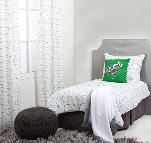 Bacati Soccer Muslin Dec Pillow, Green/Grey