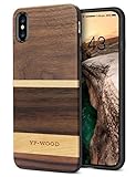 YFWOOD for Wood iPhone XS Case, Geometric Wood Grain Cover Slim Textured Scratch Proof Drop Proof Durable Bumper Full Body Protective Case for iPhone X/10