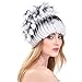 Queenfur Rabbit Fur Hat - Winter Fashion Knit Hats Women Real Fur Warm Skullies Beanie (Color1),One Size